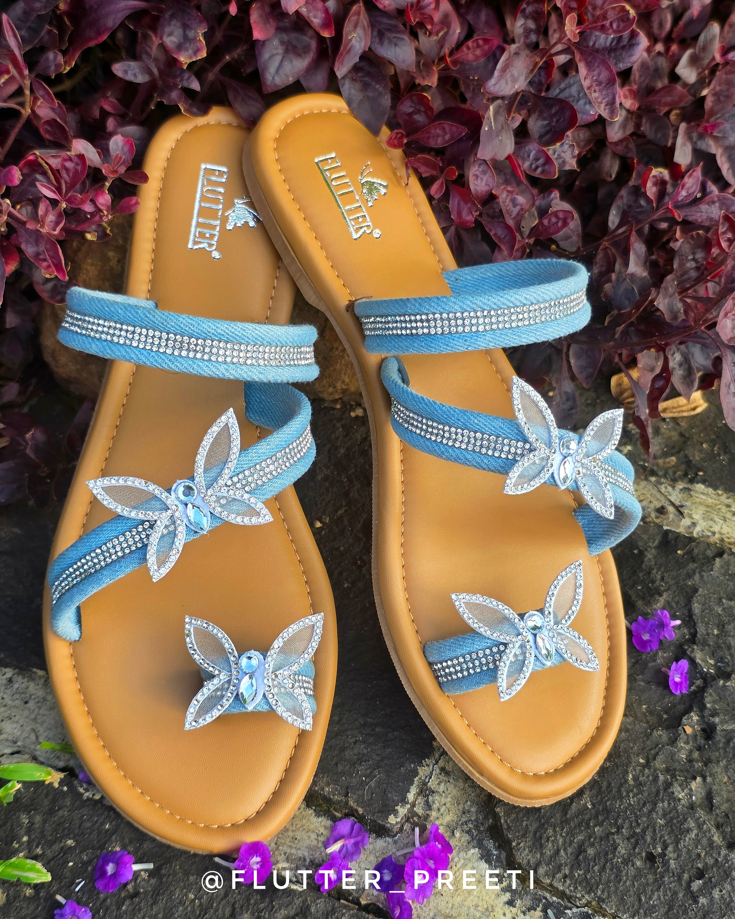 Denim Butterfly Flats