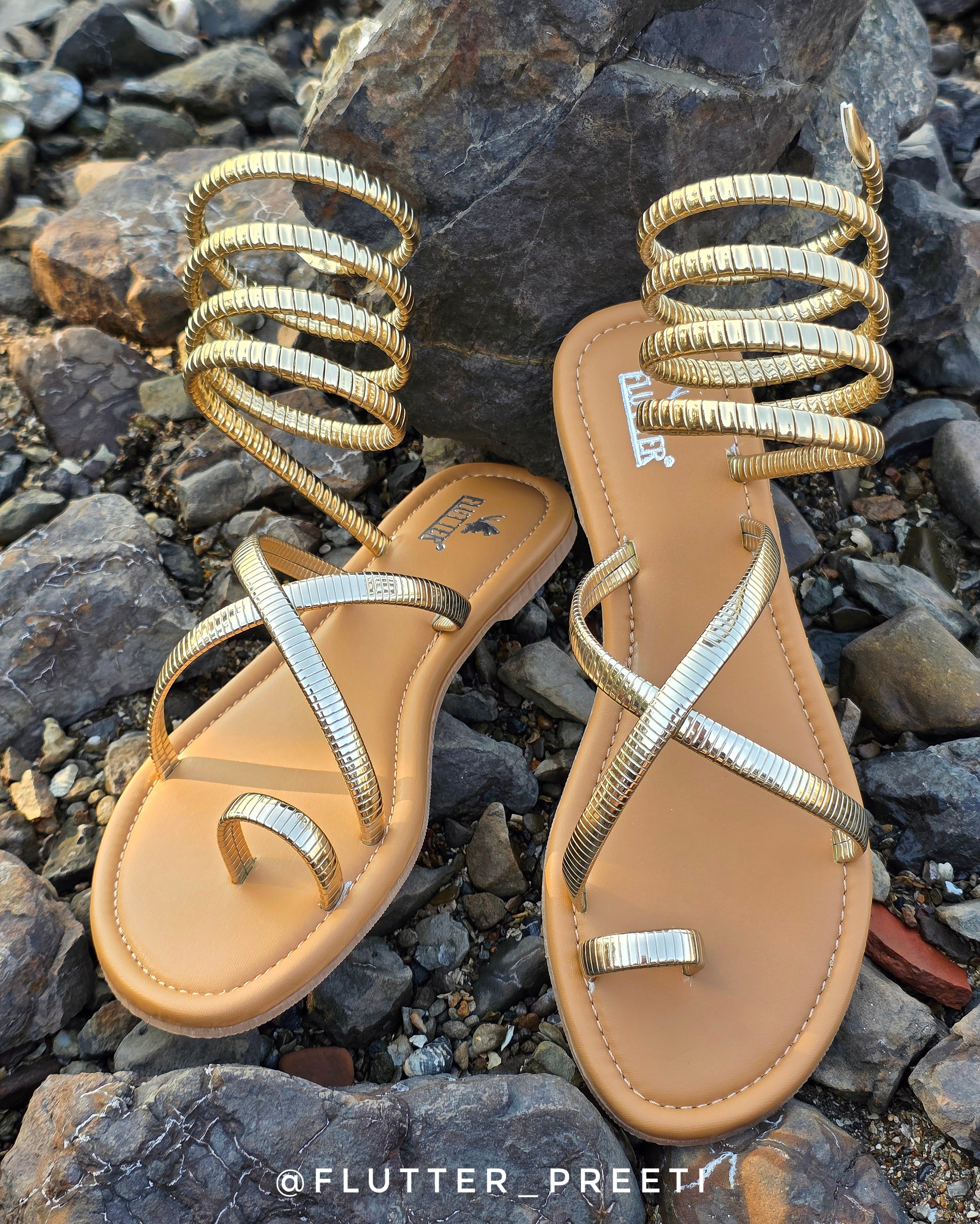 Gold Serpentine Wrap Around Flats