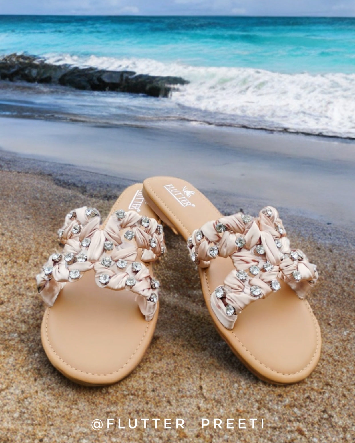 Intertwined In Rose Gold Rhinestone Flats