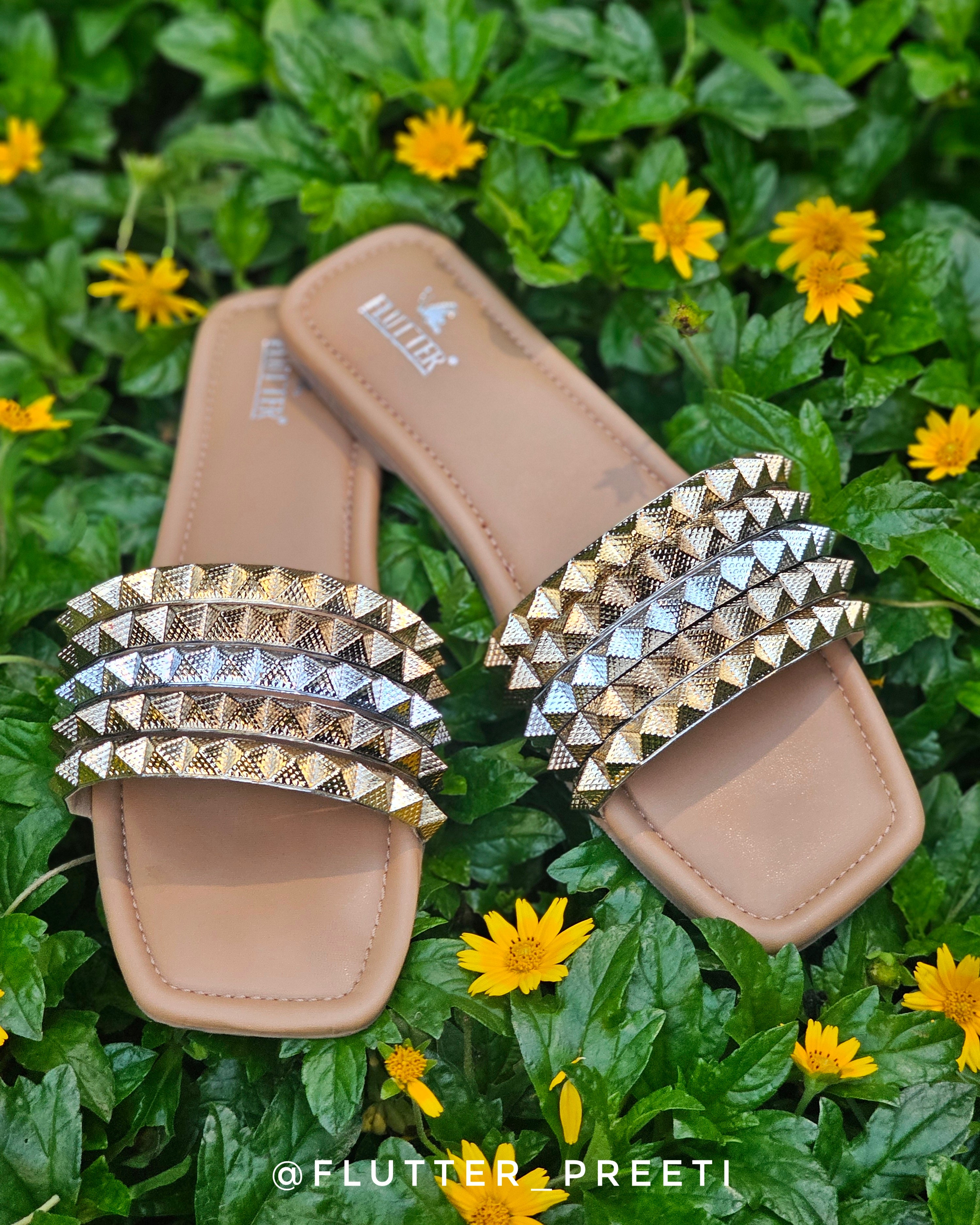 Mixed Metalic Rockstud Flats