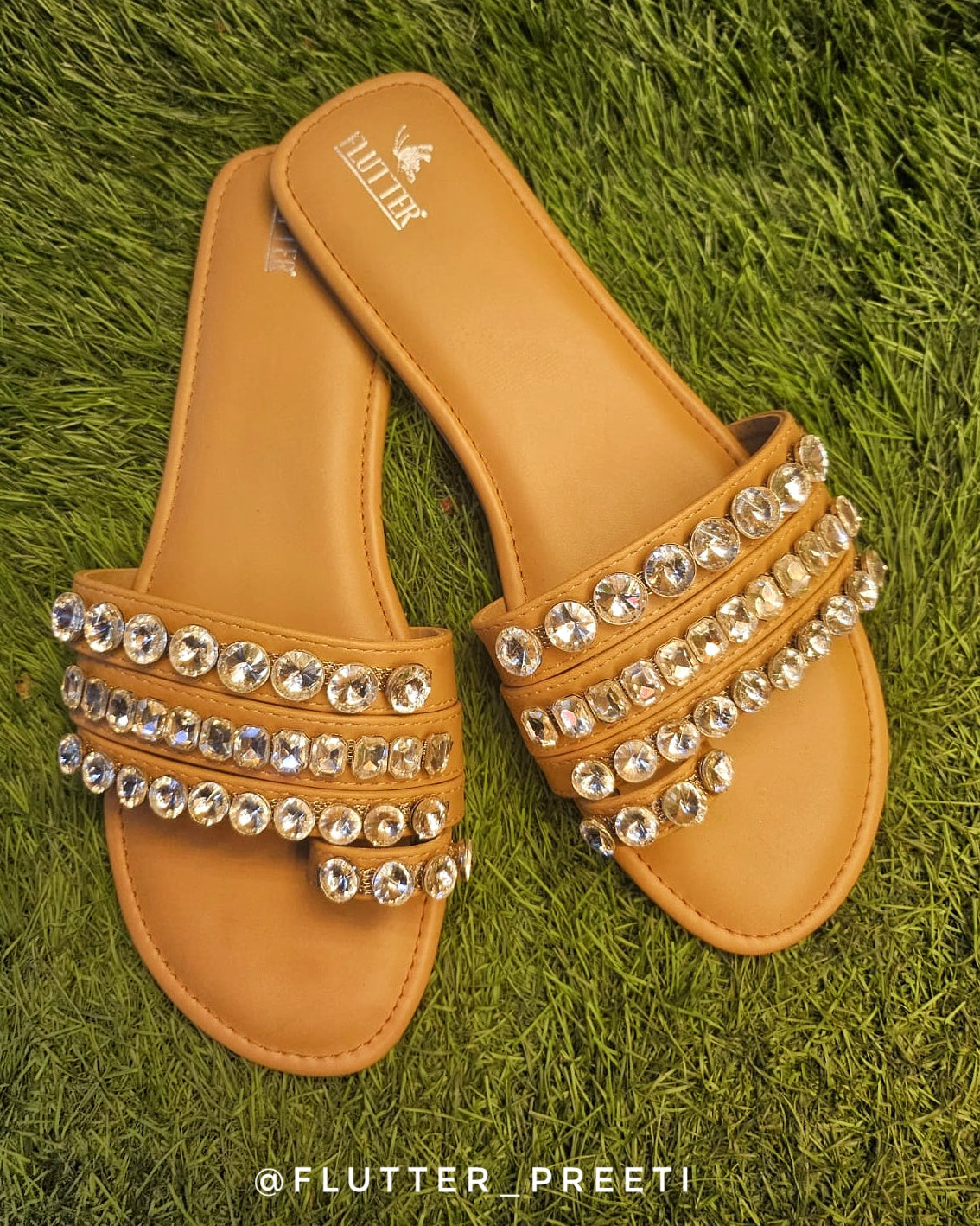 White Lotus Rhinestone Flats