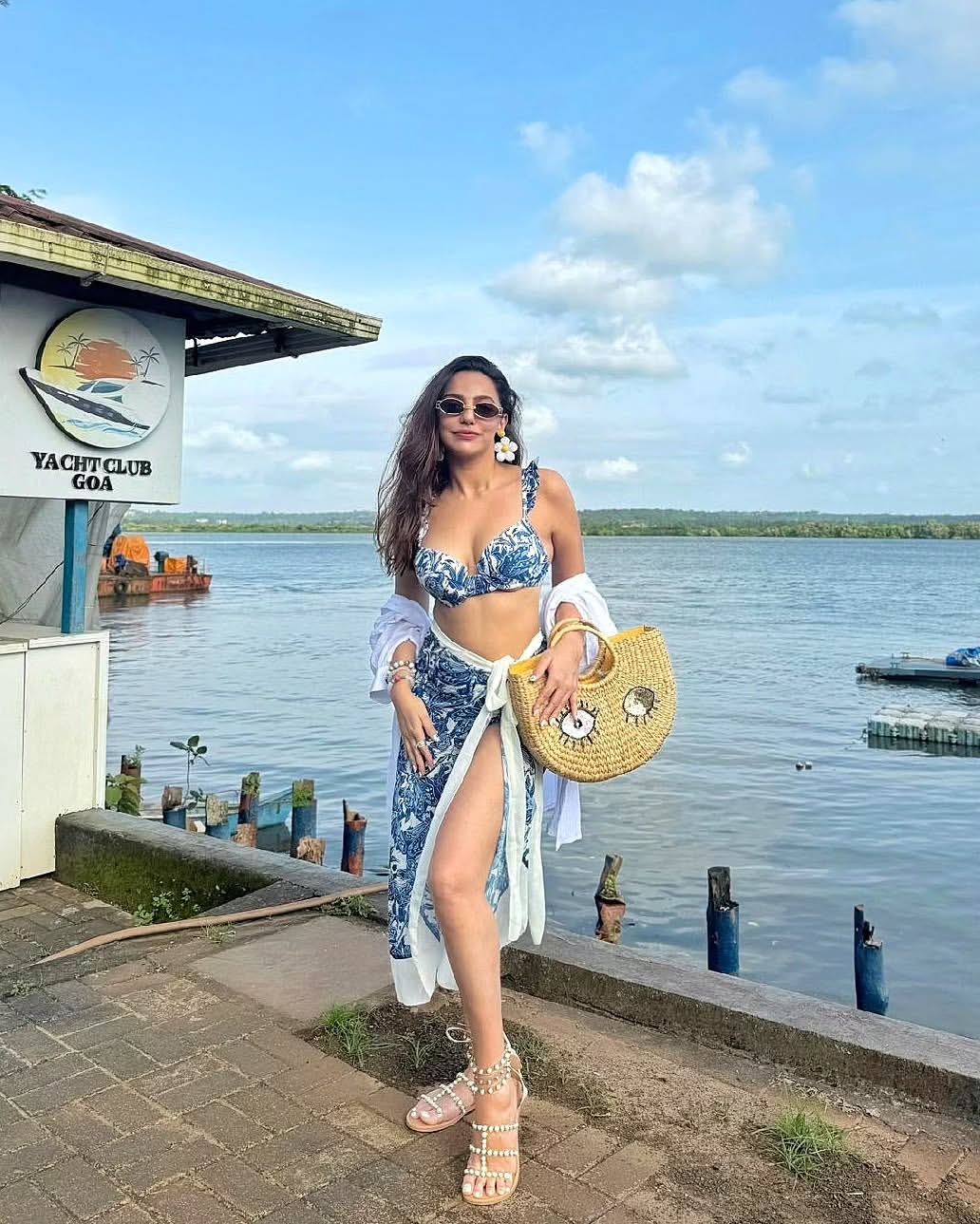 Cosmic Pearl Tie-Up Flats