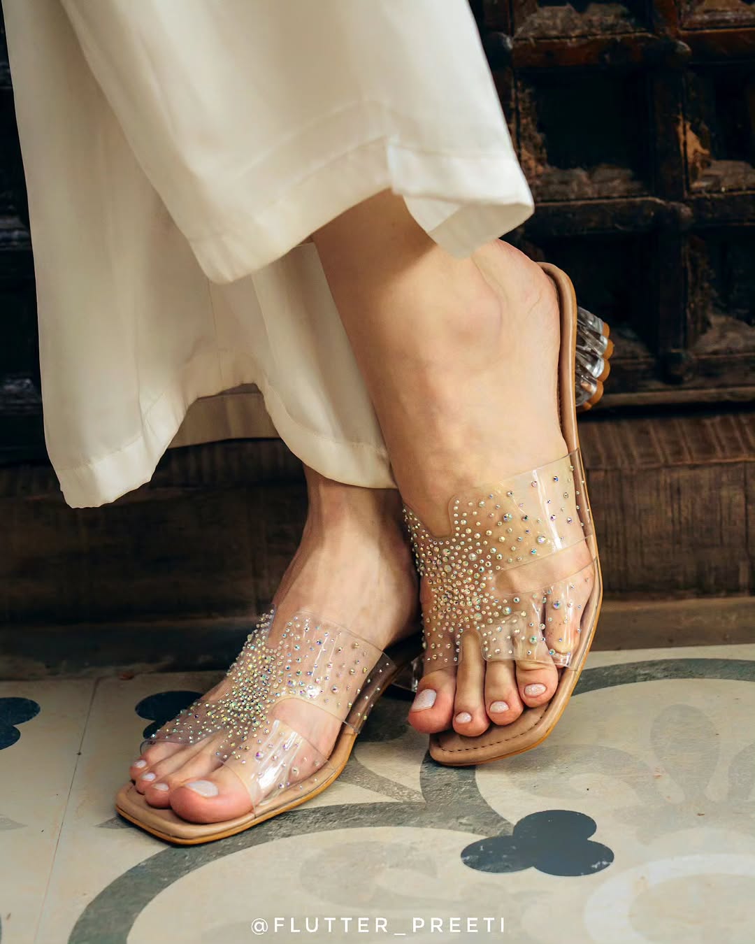 H-eart Of Flutter Crystal Transparent Heels