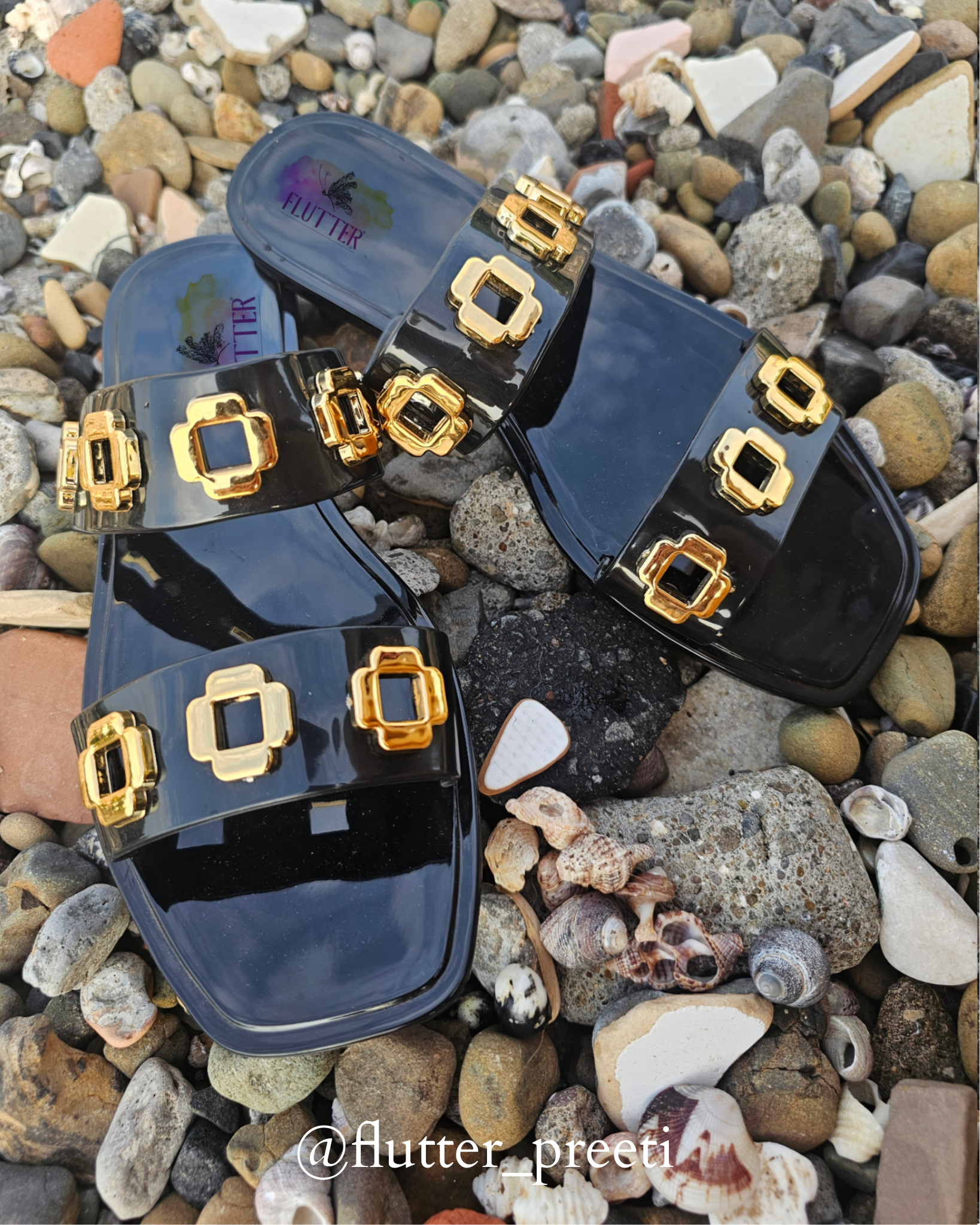 Black With Gold Flower